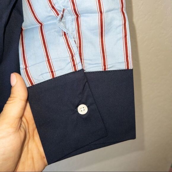 NWT Soncy Navy Stripe Cold Shoulder Top Size 0‎ - Picture 4 of 7